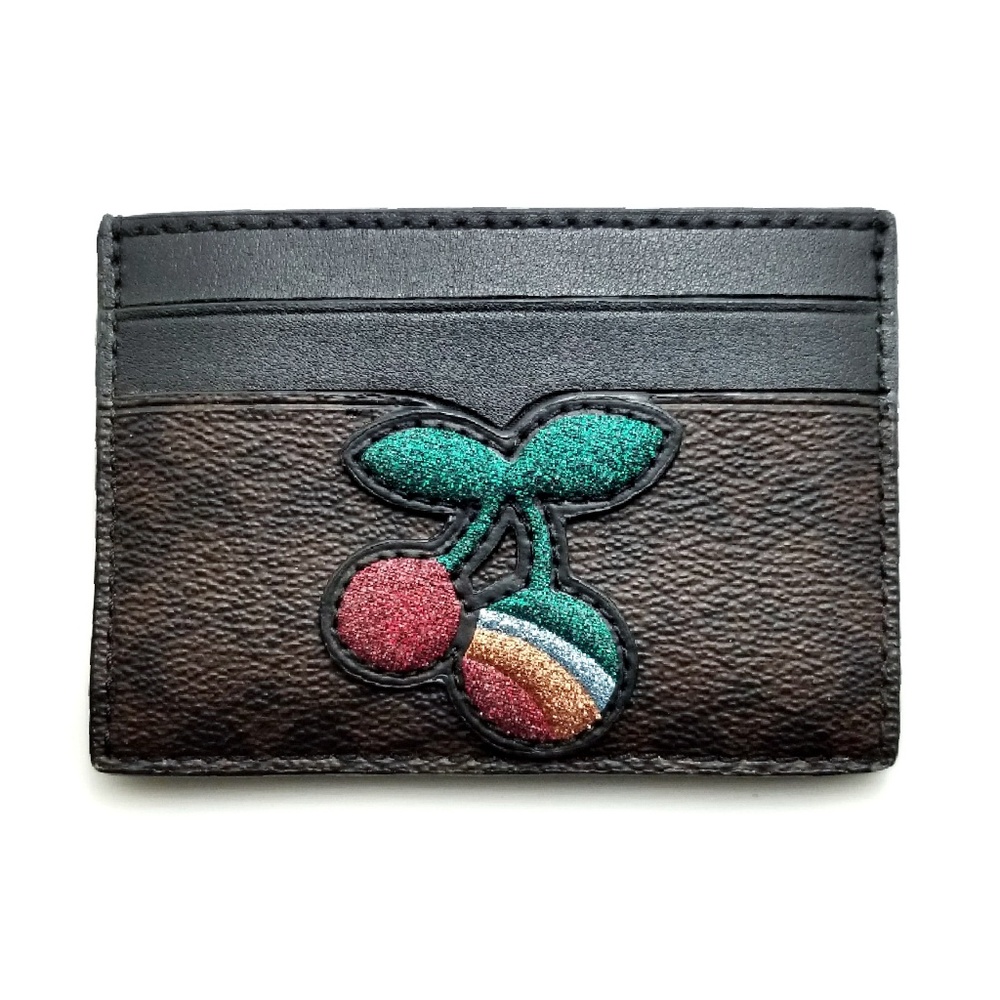 ❄️ COACH: RARE Cherry Glitter Stitch Cardholder